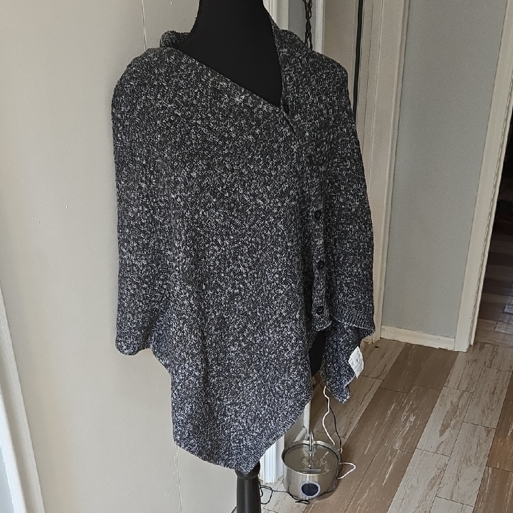 P347. Bench Women's Charcoal Poncho Sweater